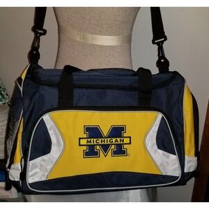New University‎ of Michigan Duffel Bag Blue Yellow Shoulder Strap Logo USA MADE